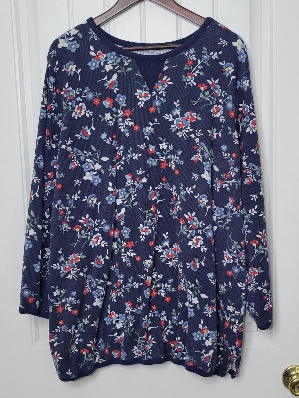 Woman Within Navy Floral Long-Sleeve Thermal